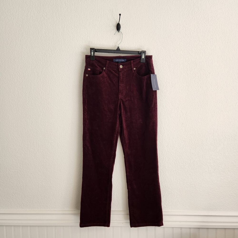 Tommy Hilfiger Women's Size 4 Maroon Corduroy Straight Leg‎ Pants NWT